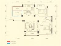远大尚林苑11#A1'户型图约89.02平米-三室两厅一厨一卫
