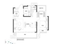 A2户型， 1室2厅1卫1厨， 建筑面积约89.00平米
